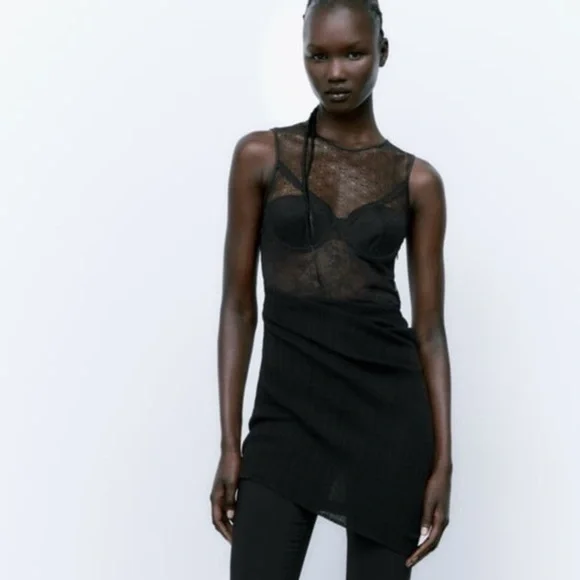 Zara Black Lace Bodysuit - Picture 2 of 10